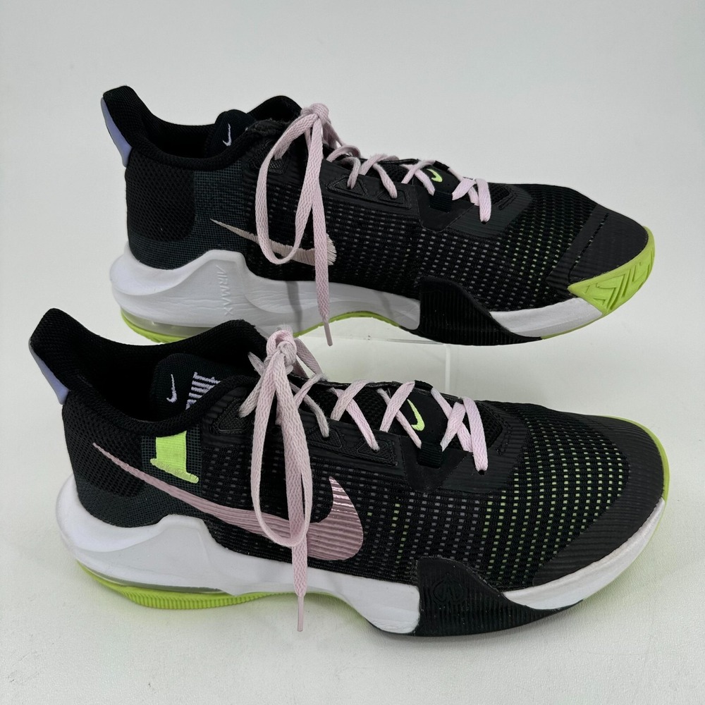 Nike Men's Black Pink Lime Green Low-Top Sneakers